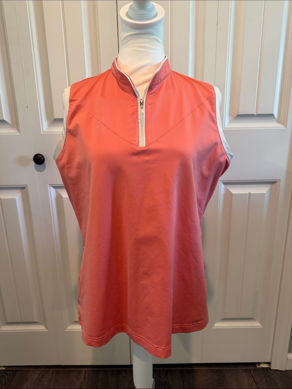 Adidas‎ Large ClimaCool Coral Quarter Zip Performance Polo Golf Shirt